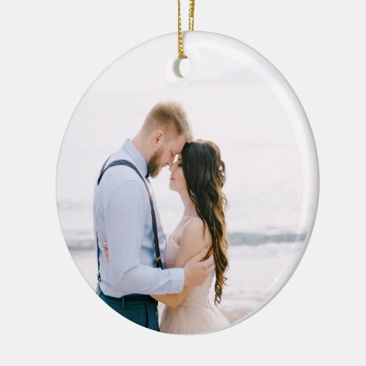 Elegant Modern De nieuwe heer en mevrouw bruiloft  Keramisch Ornament (Links)