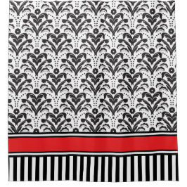 Elegant Modern Deco Damask Black en White Douchegordijn