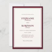 Elegant Modern Deep Burgundy Ivory Formal Wedding Kaart (Voorkant)