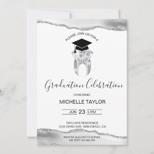 Elegant Modern Dental Tandarts Afstudeerfeest Kaart (Voorkant)