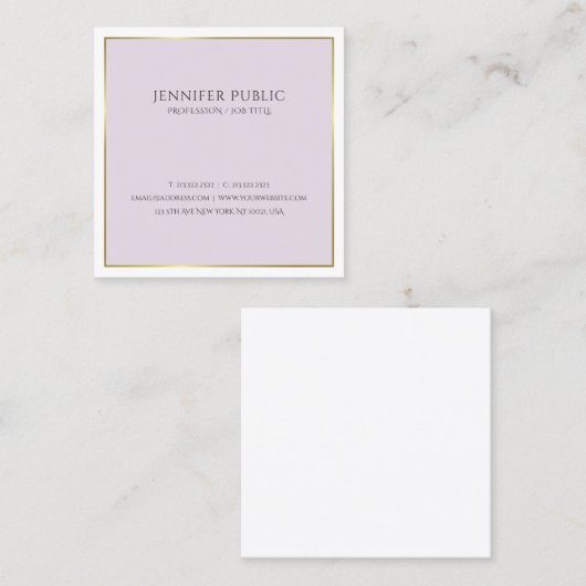 Elegant modern design Gold Paarse Trendy Plain Vierkante Visitekaartje (Voorkant / Achterkant)