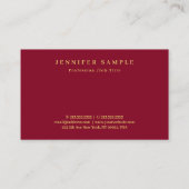 Elegant Modern Design Gold Text Burgundy Red Visitekaartje (Achterkant)