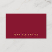 Elegant Modern Design Gold Text Burgundy Red Visitekaartje (Voorkant)