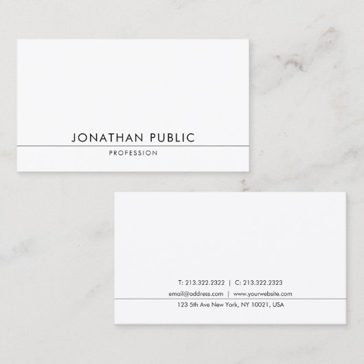 Elegant modern design met minimalistische grafisch visitekaartje (Voorkant / Achterkant)