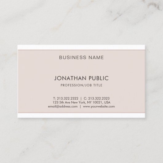 Elegant modern design Professional Cool Plain Top Visitekaartje (Voorkant)