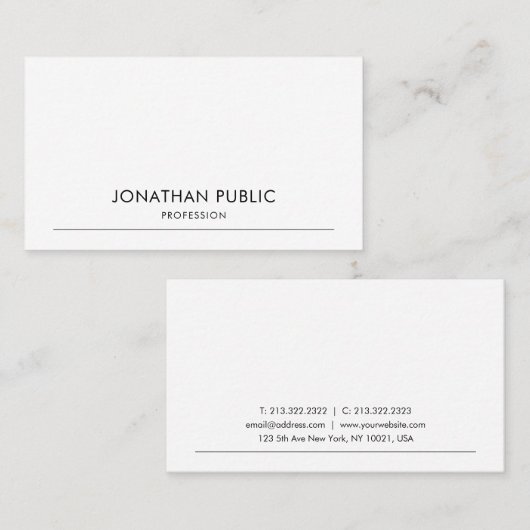 Elegant modern design, professioneel gladde plaat visitekaartje (Voorkant / Achterkant)