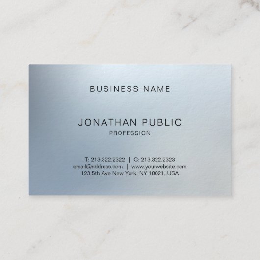 Elegant modern design, zilveren look Luxe Plain Visitekaartje (Achterkant)