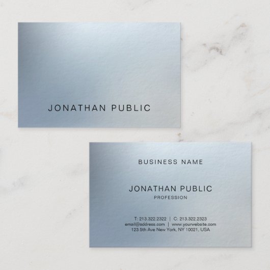 Elegant modern design, zilveren look Luxe Plain Visitekaartje (Voorkant / Achterkant)