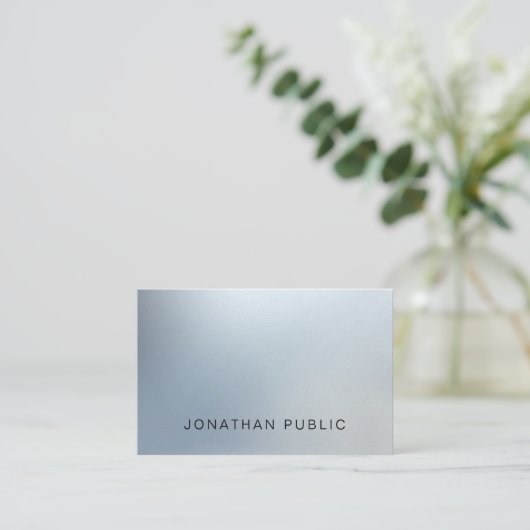 Elegant modern design, zilveren look Luxe Plain Visitekaartje (Staand voorkant)