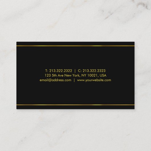 Elegant modern design zwarte gouden Sjabloon Luxe Visitekaartje (Achterkant)