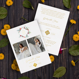 Elegant Modern Diamond Shape Mis XV años Floral Folie Uitnodiging