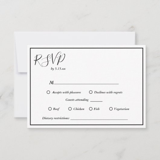 Elegant Modern Dietary Restriction Wedding RSVP Kaartje (Voorkant)