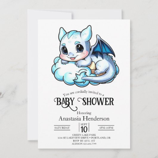 Elegant Modern Digital Dragon Baby shower Kaart (Voorkant)