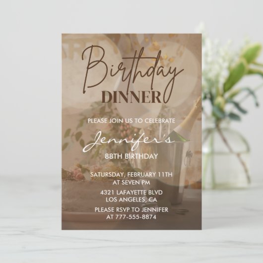 Elegant Modern Diner Champagne 88ste verjaardag Kaart (Staand voorkant)