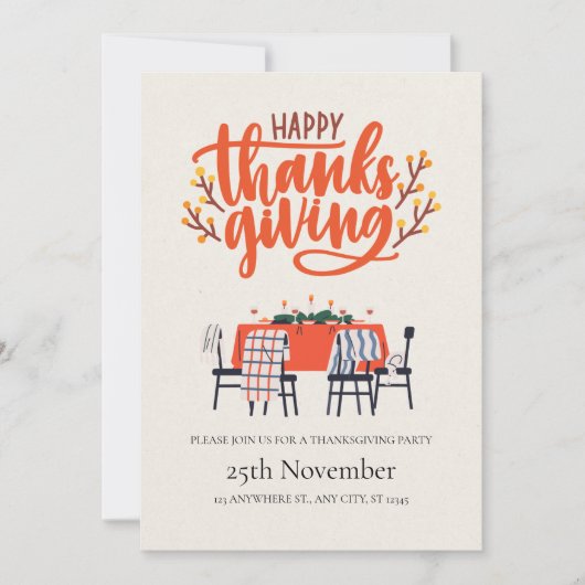 Elegant Modern Dinner Table Thanksgiving Kaart (Voorkant)