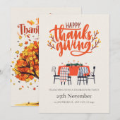 Elegant Modern Dinner Table Thanksgiving Kaart (Voorkant / Achterkant)