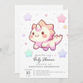 Elegant modern dinosaurus Baby shower Kaart (Voorkant / Achterkant)