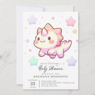 Elegant modern dinosaurus Baby shower Kaart