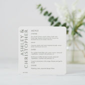 Elegant Modern Donker Mos Groen Bruiloft Menu (Staand voorkant)
