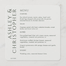 Elegant Modern Donker Mos Groen Bruiloft Menu