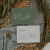 Elegant & modern Donker salie groen bruiloft RSVP Briefkaart
