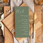 Elegant & modern donker salie groen Let's eat brui Menu<br><div class="desc">Laten we eten! Het menu van de bruiloft of van de receptie partij. Een moderne typografie en een trendy sage groene kleur voor je trouwbenodigdheden: kies deze eenvoudige en elegante trouwsuite. Volledig aanpasbaar: u kunt de achtergrond en de tekstkleur wijzigen zoals u wilt.</div>