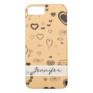 Elegant modern donkergrijs hartpatroon Case-Mate iPhone case