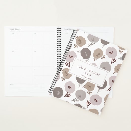Elegant modern Doula Roos Taupe bloemmotief Planner (Display)