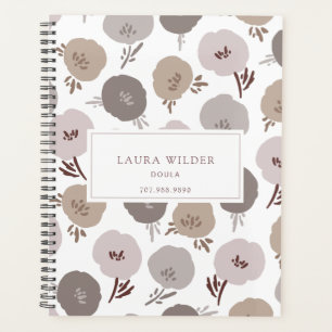 Elegant modern Doula Roos Taupe bloemmotief Planner
