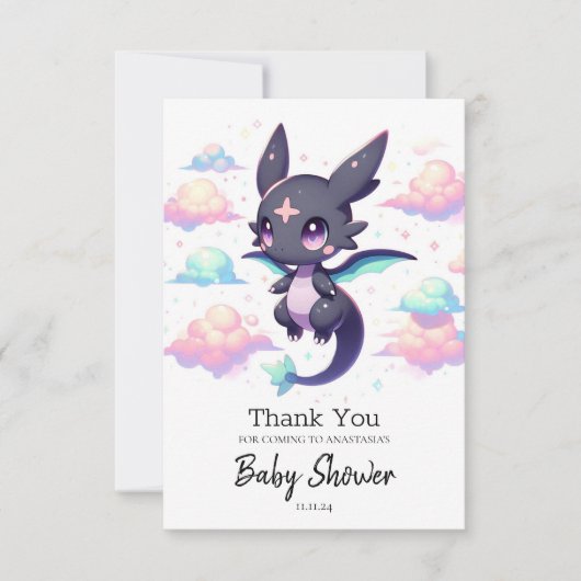 Elegant Modern Dragon Baby shower Bedankkaart (Voorkant)