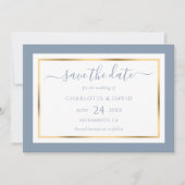 Elegant Modern Dusty Blue and Gold Wedding Save The Date (Voorkant)