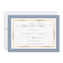 Elegant Modern Dusty Blue and Gold Wedding