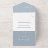 Elegant Modern Dusty Blue Boho QR Code Foto RSVP All In One Uitnodiging (Buitenkant)