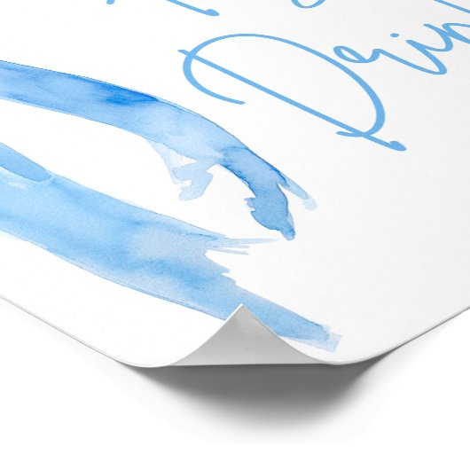 Elegant Modern Dusty Blue Bow Eten en Drinken Teke Poster (Hoek)