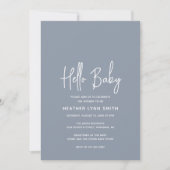 Elegant Modern Dusty Blue Boy Hallo Baby shower Kaart (Voorkant)