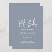 Elegant Modern Dusty Blue Boy Hallo Baby shower Kaart (Voorkant / Achterkant)