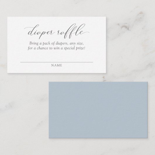 Elegant Modern Dusty Blue Diaper Raffle Ticket Informatiekaartje (Voorkant / Achterkant)