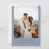 Elegant Modern Dusty Blue door Photo Wedding Kaart (Achterkant)
