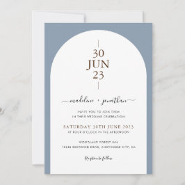 Elegant Modern Dusty Blue door Photo Wedding Kaart