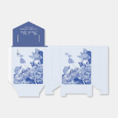 Elegant Modern Dusty Blue Floral Chinoiserie Bedankdoosjes (Uitgevouwen)