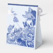 Elegant Modern Dusty Blue Floral Chinoiserie Bedankdoosjes (Achterkant)