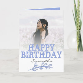 Elegant Modern Dusty Blue Photo Waterverf Kaart