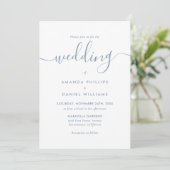 Elegant Modern Dusty Blue Photo Wedding Kaart (Staand voorkant)