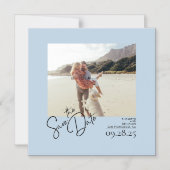 Elegant Modern Dusty Blue Save the Date Foto Magnetische Uitnodiging (Voorkant)
