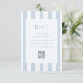 Elegant Modern Dusty Blue Striped Wedding RSVP Kaartje (Staand voorkant)