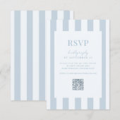 Elegant Modern Dusty Blue Striped Wedding RSVP Kaartje (Voorkant / Achterkant)