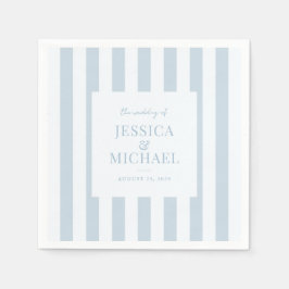 Elegant Modern Dusty Blue Striped Wedding Servet