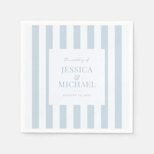 Elegant Modern Dusty Blue Striped Wedding Servet (Voorkant)