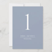 Elegant modern Dusty Blue Wedding Table Number (Voorkant)