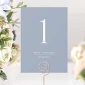 Elegant modern Dusty Blue Wedding Table Number